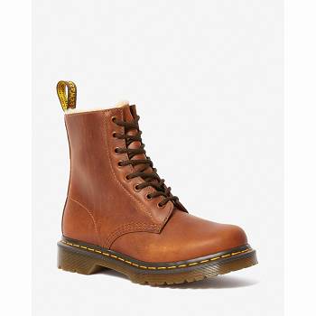 Dr Martens 1460 Faux Fur Lined Lace Up - Hnede Cizmy Damske, DR0186